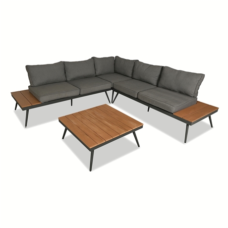 Noble House 4-Piece Aluminum Modular Outdoor Sectional & Coffee Table