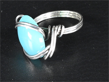 Chalcedony Silver Wire Wrapped Ring