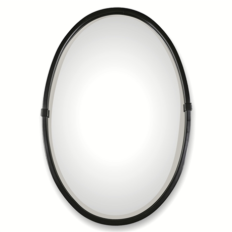 Uttermost Lucinda Oval Beveled Wall Mirror, Matte Black Iron Frame