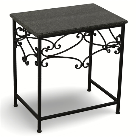 Granite-Top Side Outdoor Table with Steel Frame