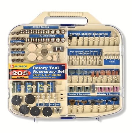 Alltrade 205pc Rotary Tool Accessory Set Model 480103 w/ Case