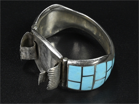 Vintage Sterling Silver & Turquoise Watch Cuff