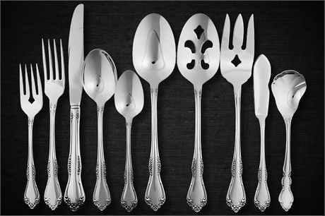 Oneida “Chatelaine” Stainless Flatware Set, Service for 8, 55 Pieces