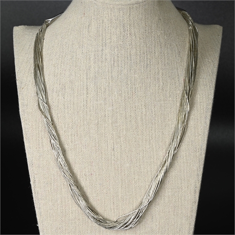 Vintage 30 Strand Liquid Silver Necklace