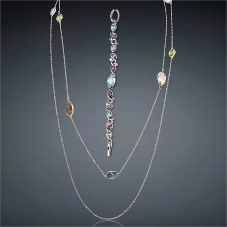 Sterling Silver Bracelet / Sterling Gemstone Necklace