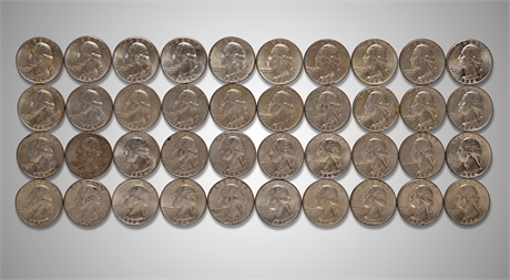 (40) 1964 Washington Silver Quarters