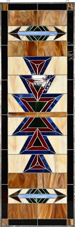 Stained Glass Panel – Local Artist, Arrow Motif, 36" x 12"