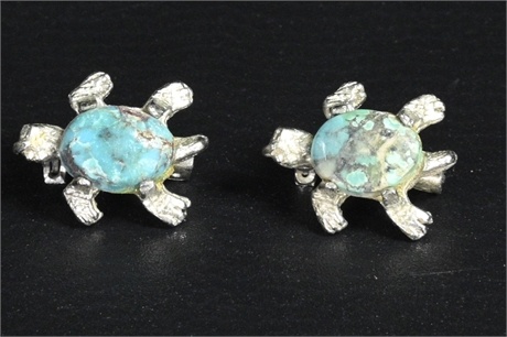 Pair Turquoise Turtle Pins