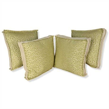 (4) Michael Amini Down Filled "Green Leopard" Accent Pillows