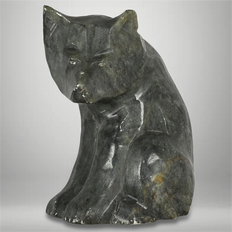 Luke Hallauk Inuit Soapstone Bear Sculpture