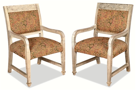 Drexel Heritage Upholstered Armchairs & Side Table Set, 1993