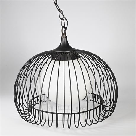 Vintage Mid-Century Modern Wire Cage Hanging Swag Lamp