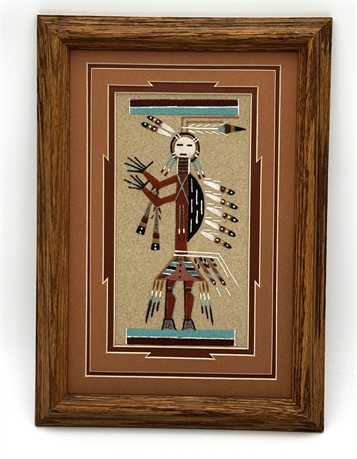Lester Johnson (Navajo), Sand Painting, Framed Native American Artwork