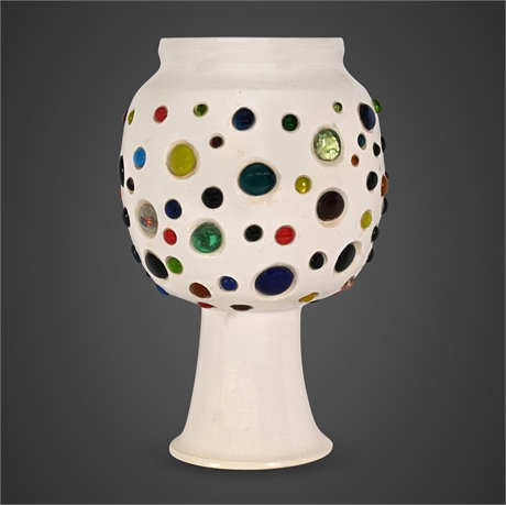 Leon Moburg Studio Pottery Chalice — Inset Art Glass
