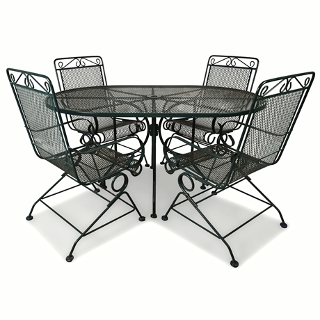 Vintage Wrought Iron Rocking Patio Set – Table & 4 Chairs
