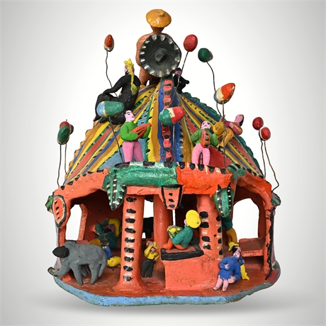 Andelareo Circus Tent Sculpture — Mexican Polychrome Folk Art