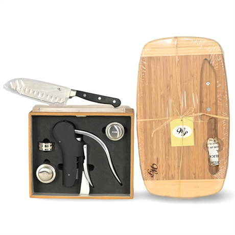 WP Productions Magnetic Bamboo Cutting Board with Knife & La Vigna 13-Piece Wine