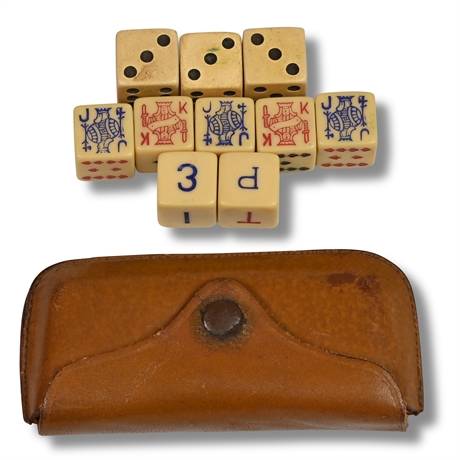 Vintage Dice with Pouch
