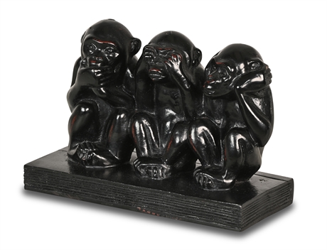 Speak No Evil, See No Evil, Hear no Evil Bookshelf Sculpture