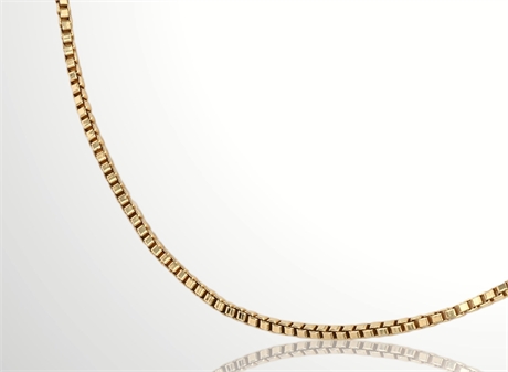 14K Gold 14" Box Link Chain Necklace, 3.76g