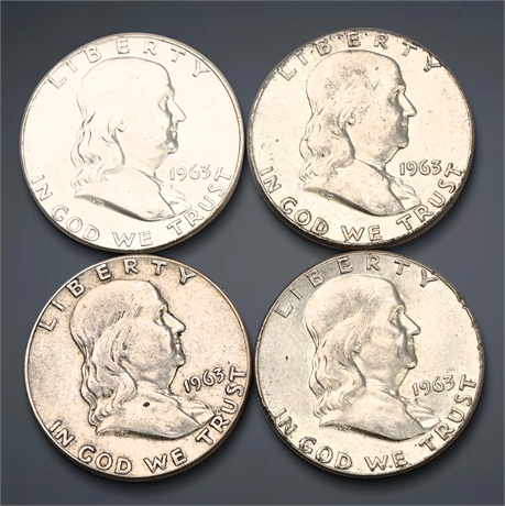 1963 (4) Franklin Silver Half Dollars