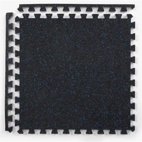 FLOORINGINC Soft Rubber Interlocking Gym Flooring Tiles – 32 Panels – 24"