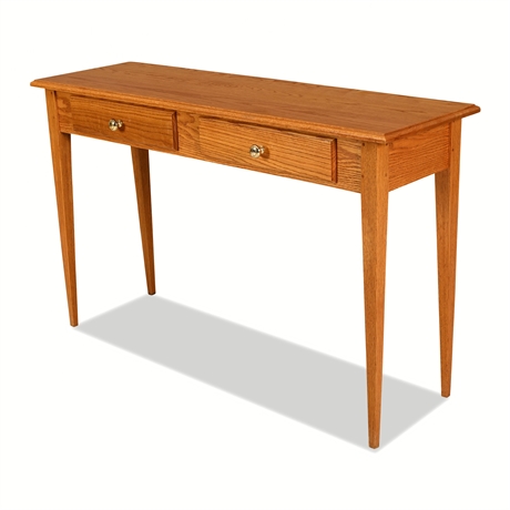 Tom Seely Furniture Solid Oak Two-Drawer Console Table, Signed 2000