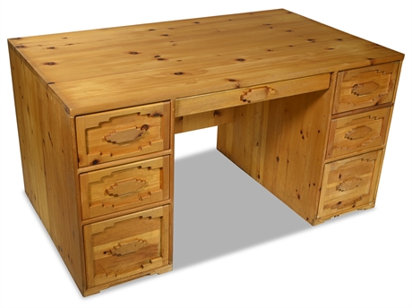 Rustic Knotty Pine Executive Desk