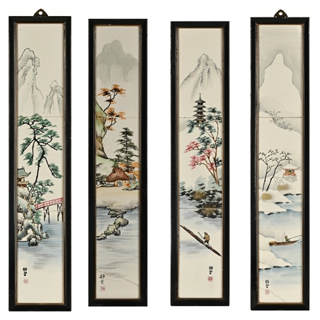 1950s Four-Season Japanese Tile Panels