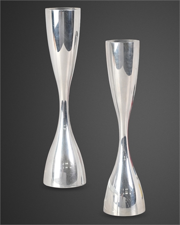 Karim Rashid for Nambé Studio Aluminum Candlesticks, Pair, 1994