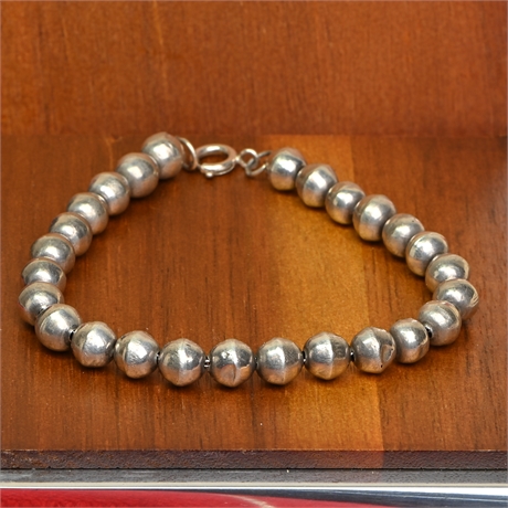 Sterling Silver Bench Bead Bracelet