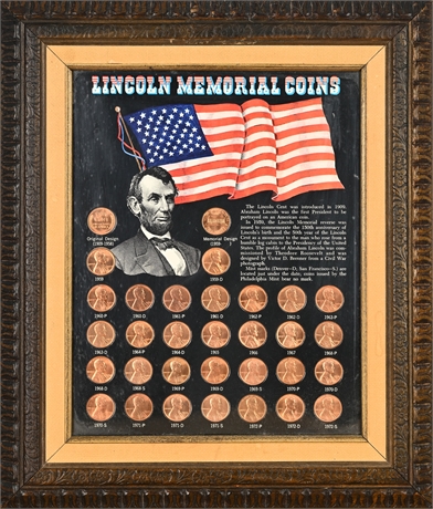Lincoln Memorial Coins Framed Set 1959–1972 U.S. Copper Pennies