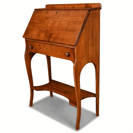 Antique Cherry Drop Front Secretary Desk — Dovetail Drawer, Early 20th C.