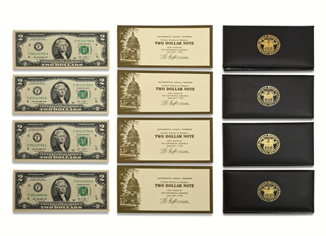 (4) Uncirculated $2 2013 US Federal Reserve Small Notes