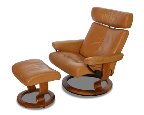 Ekornes Taurus Leather Stressless Chair & Ottoman