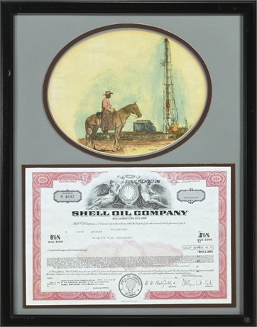 Shell Oil Co. Framed Stock Certificate