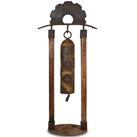 Rustic Zia Garden Bell Sculpture