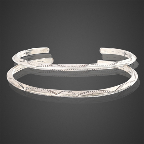 Pair of Navajo Sterling Silver Cuff Bracelets