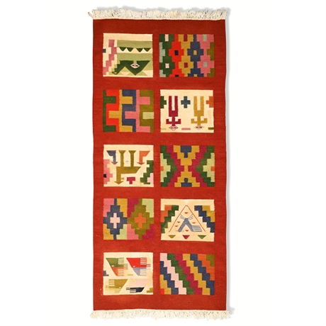1976 Tunisian ONAT Wool Tapestry – Handwoven Folk Art, 56x24"
