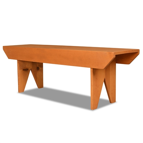 47" Solid Pine Bench Signed by Dennis Jorgensen, Handcrafted in 2002