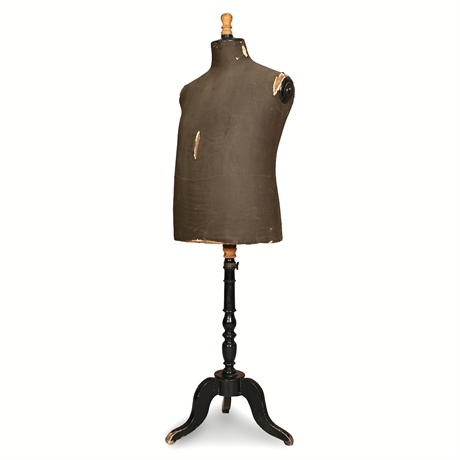 19th C Men's Stockman Tailor's Mannequin — Swivel, Tripod Stand