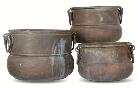 Copper Pots with Cast Iron Handles