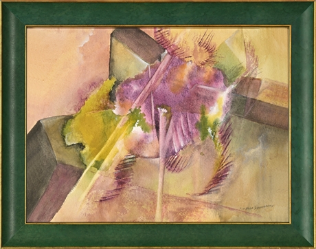 Flo Hosa Dougherty (1924–2018) Original Abstract Watercolor, Santa Fe Artist