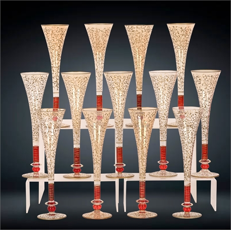 Vintage Murano Champagne Flutes