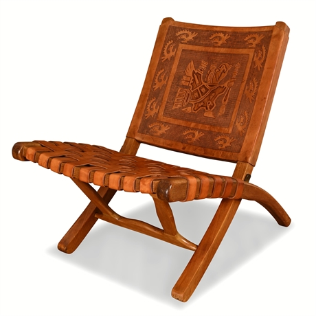 Ángel Pazmiño for Muebles De Estilo – Folding Butaque Chair, Hand-Tooled Leather