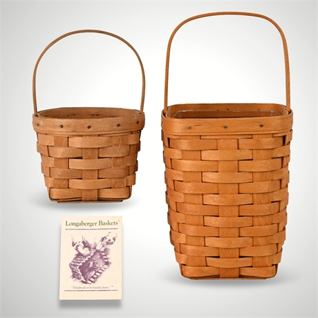 Longaberger Handwoven Peg Baskets – Signed 1987 & 1995 w/ Booklet