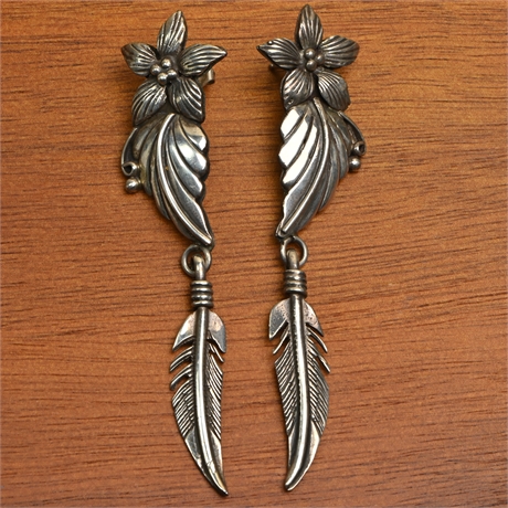 Vintage Sterling Silver Navajo Earrings by Arlo Kanteena