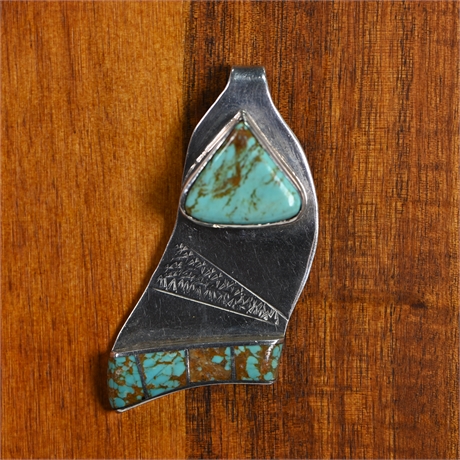 Vintage Sterling Silver & Turquoise Pendant