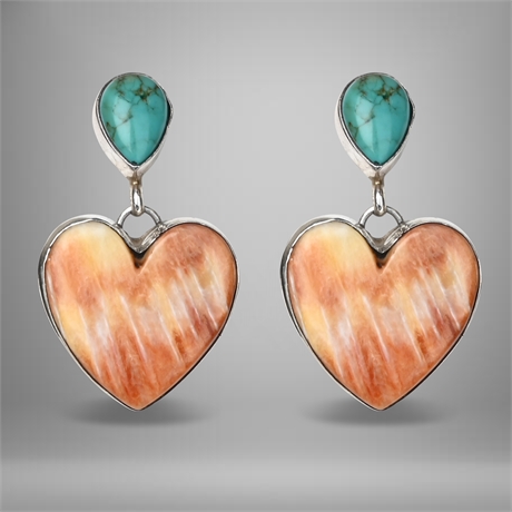 Sterling Spiny Oyster Heart Earrings