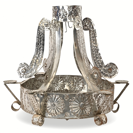 22" Mexican Pressed Tin Chandelier — 6-Light Folk Art